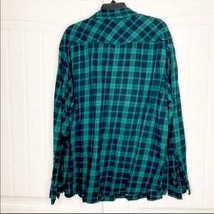 GAP Green Navy Plaid Snap Button Down Lightweight Flannel Shirt XXL